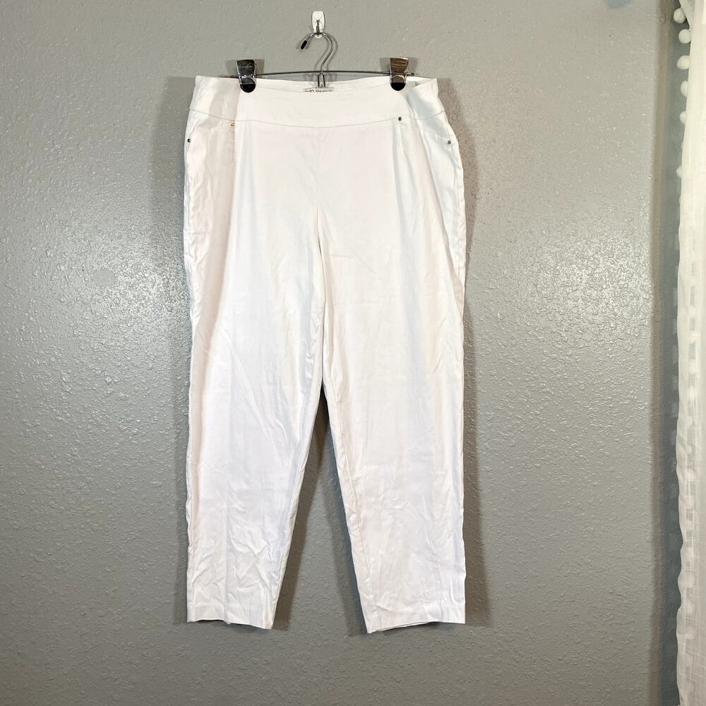 Cato Womens 16 High Rise White Pants Loose Fit Beach Vacation Stretch Pull On - Picture 10 of 10